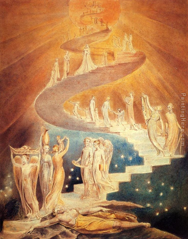 Jacob's Ladder painting - William Blake Jacob's Ladder art painting